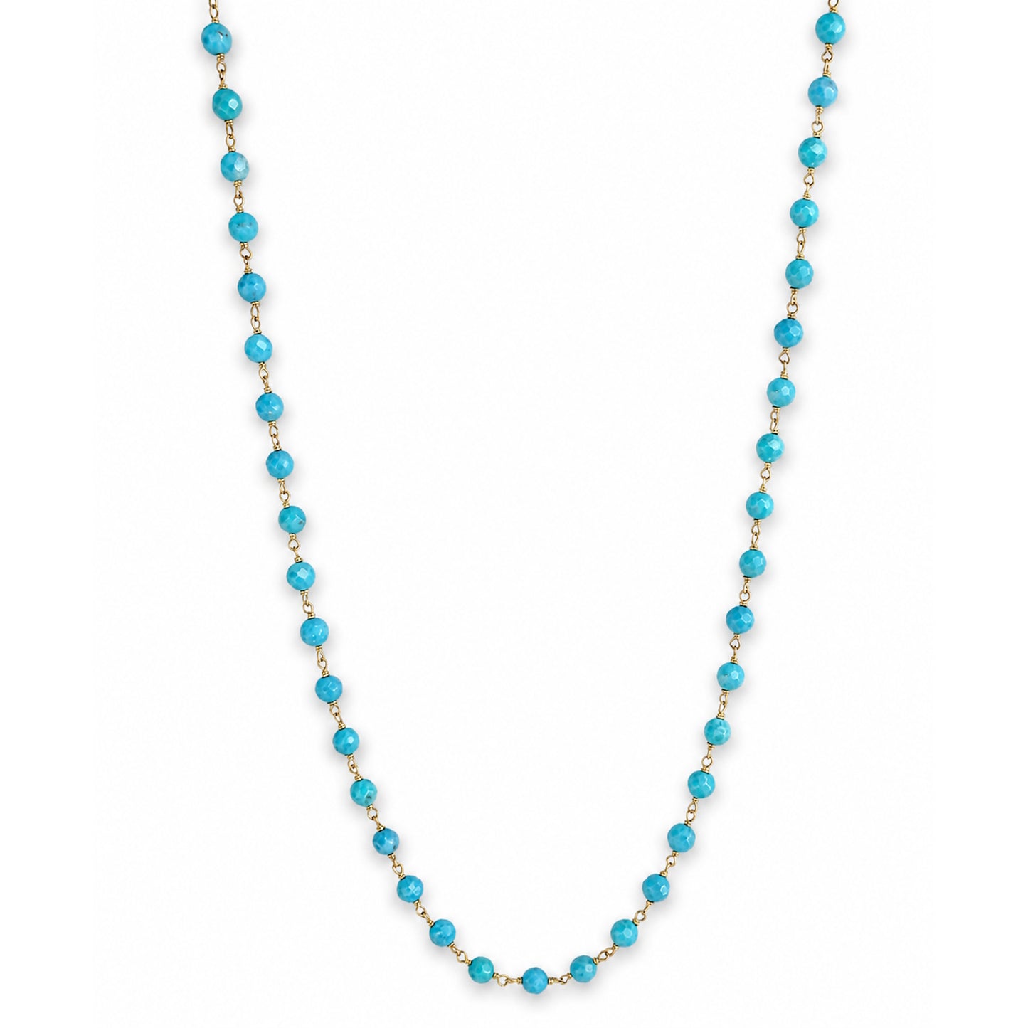 14k Turquoise Faceted Link Necklace
