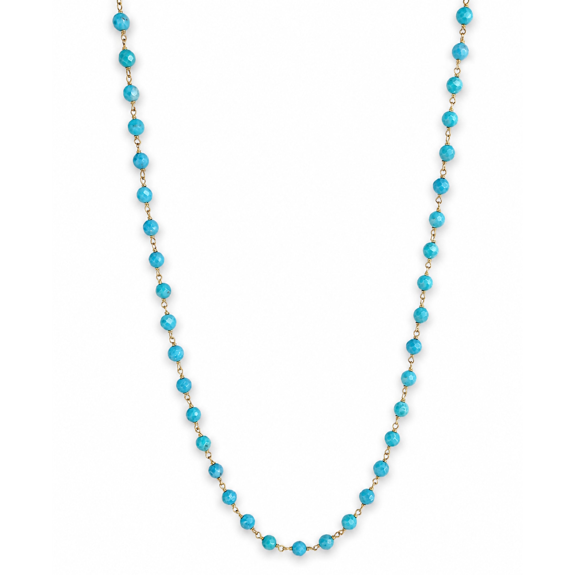 14k Turquoise Faceted Link Necklace