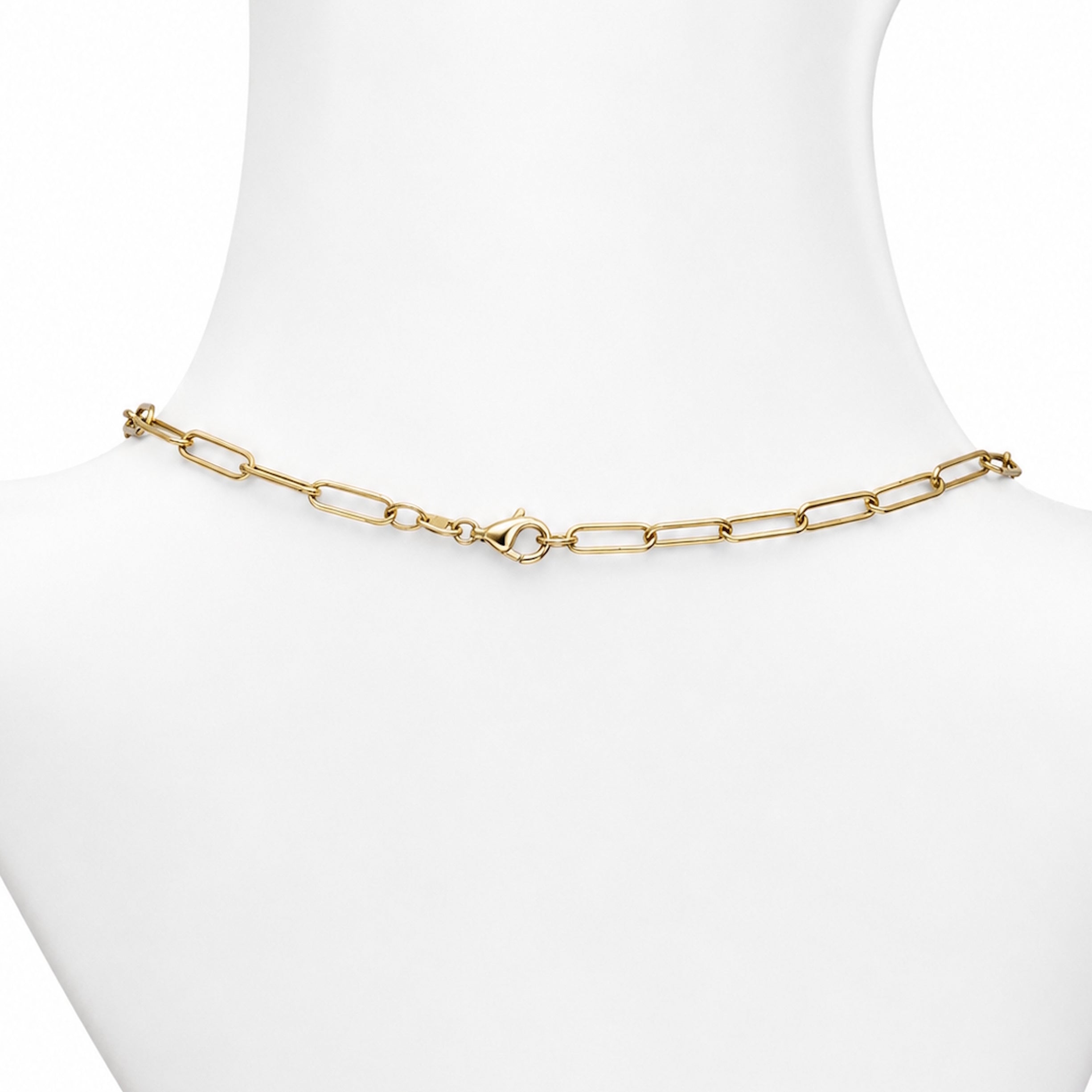 14k Black Onyx Oval Center Paperclip Necklace