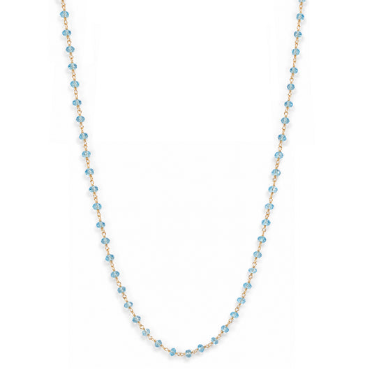 14k Swiss Blue Topaz Faceted Roundel Link Necklace