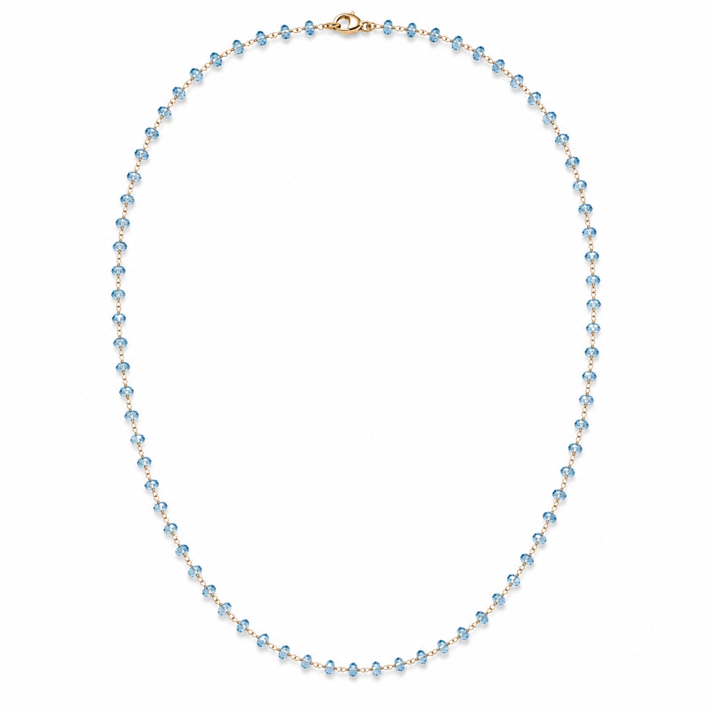 14k Swiss Blue Topaz Faceted Roundel Link Necklace