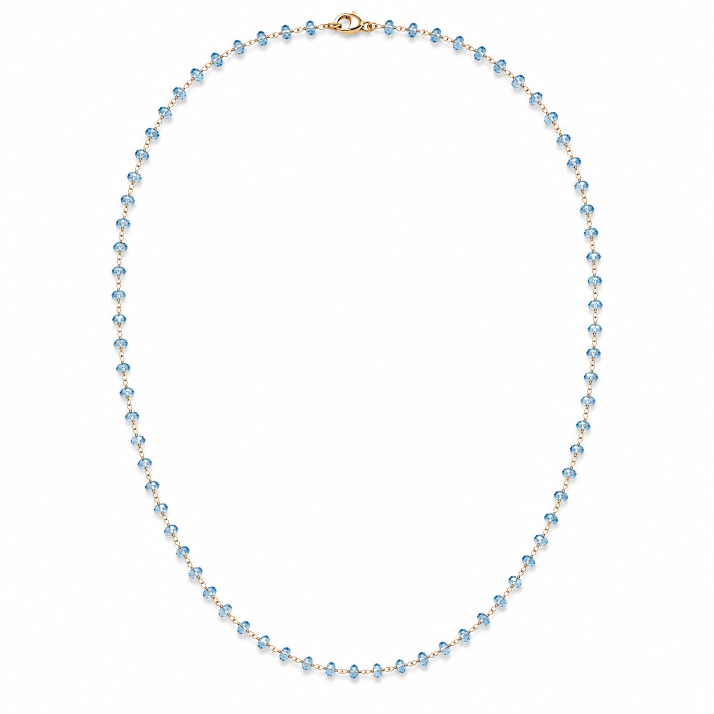 14k Swiss Blue Topaz Faceted Roundel Link Necklace