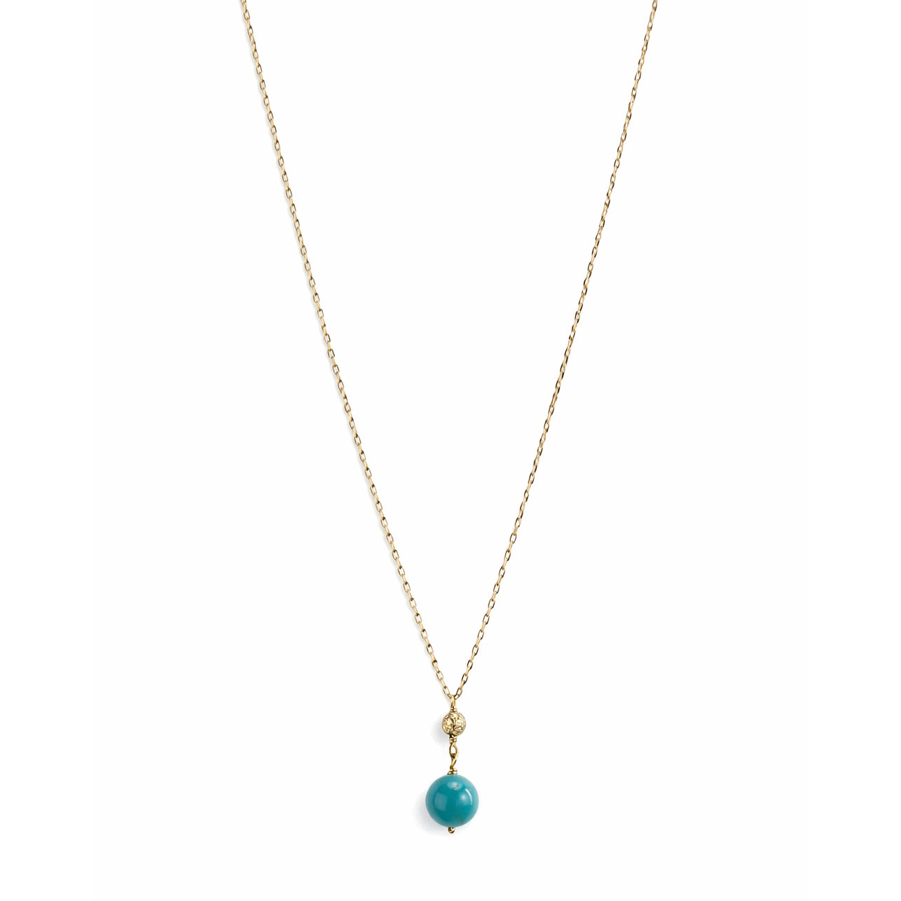 14k Turquoise Fancy Gold Ball Pendant Necklace