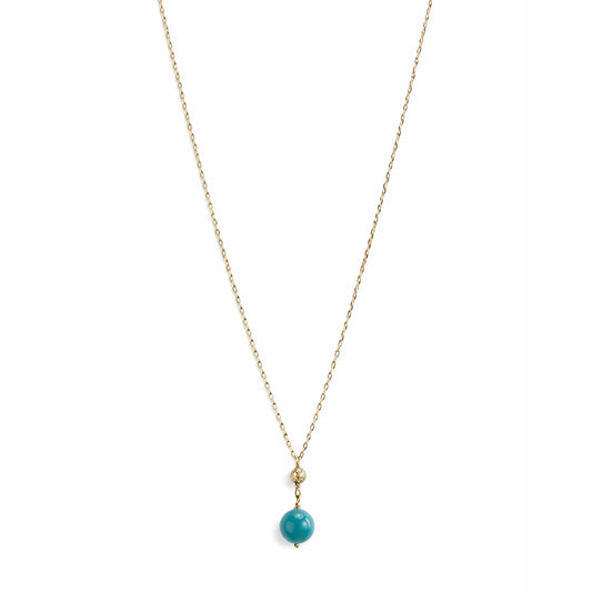 14k Turquoise Fancy Gold Ball Pendant Necklace