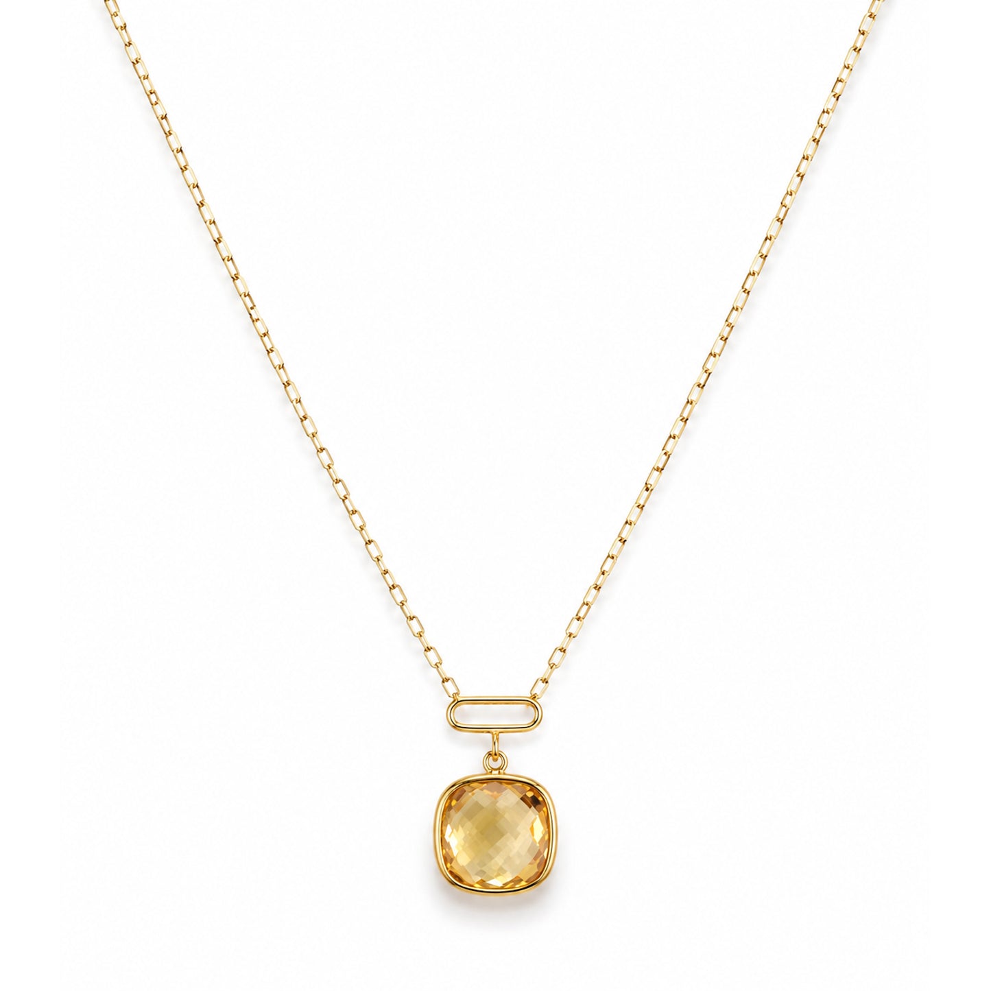 14k Citrine Paperclip Pendant Necklace