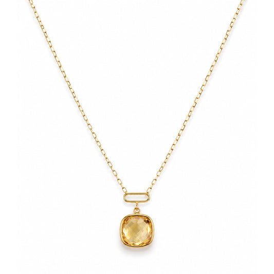 14k Citrine Paperclip Pendant Necklace