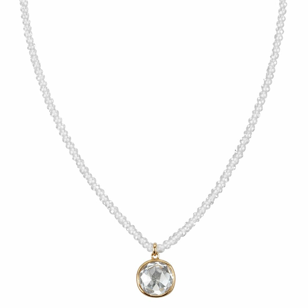 14k Gemstones Small Beads with Mix Pendant Necklace