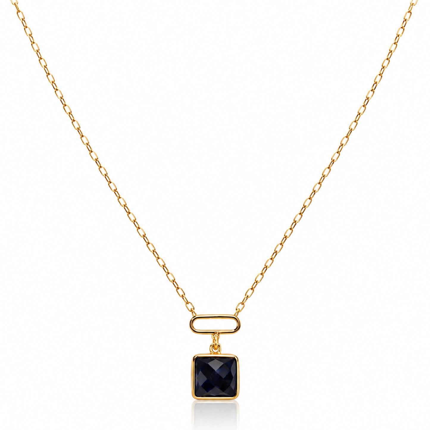 14k Black Onyx Paperclip Pendant Necklace