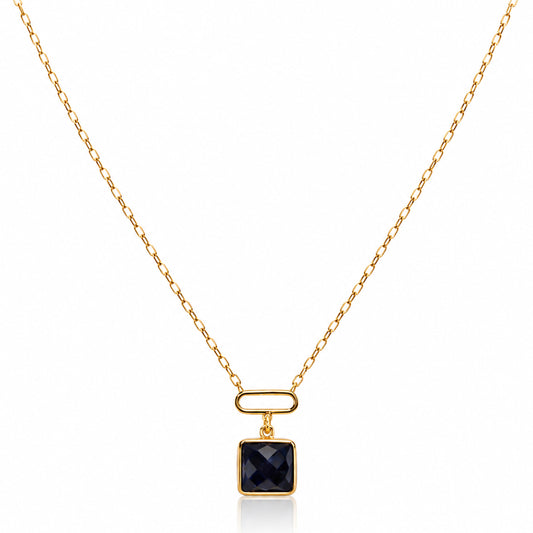 14k Black Onyx Paperclip Pendant Necklace