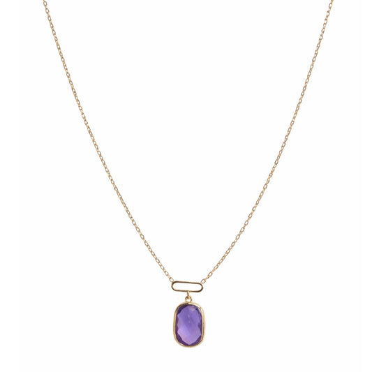 14k Amethyst Cushion Paperclip Center Necklace