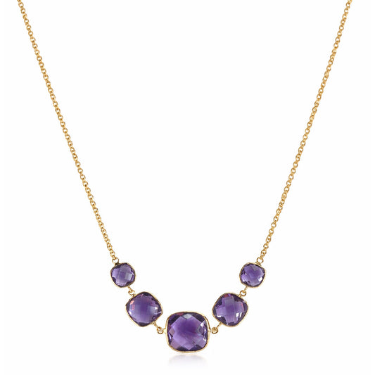 14k Amethyst 5 Cushion Center Necklace
