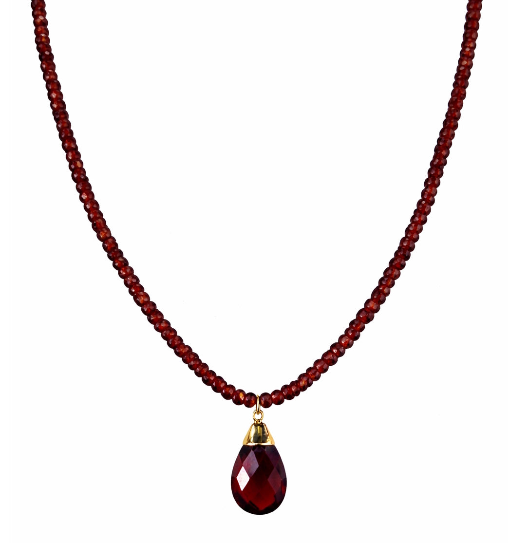 14k Gemstones Small Beads with Mix Pendant Necklace