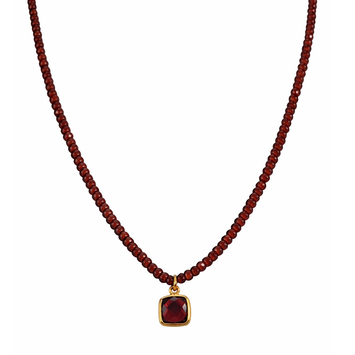14k Gemstones Small Beads with Mix Pendant Necklace