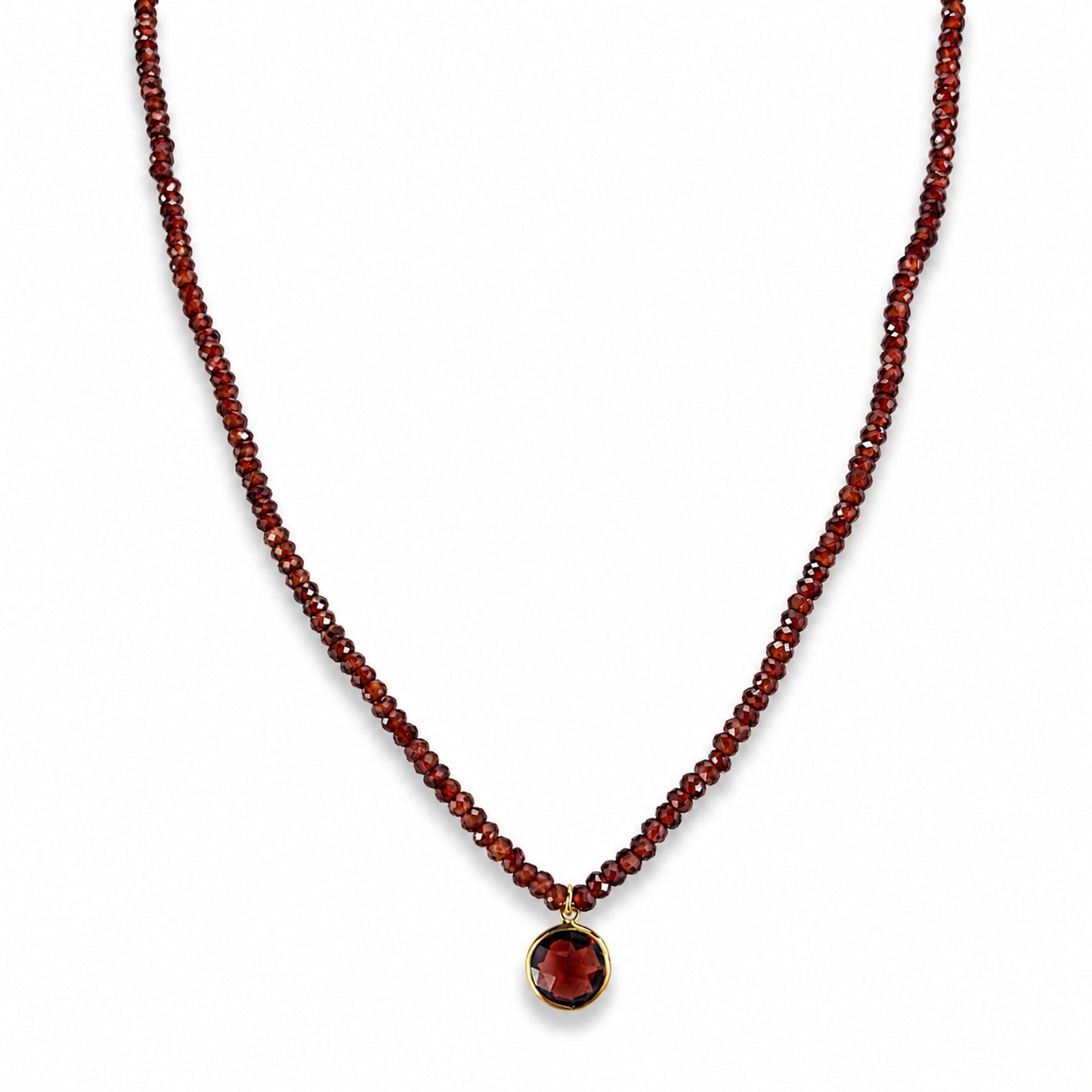 14k Gemstones Small Beads with Mix Pendant Necklace