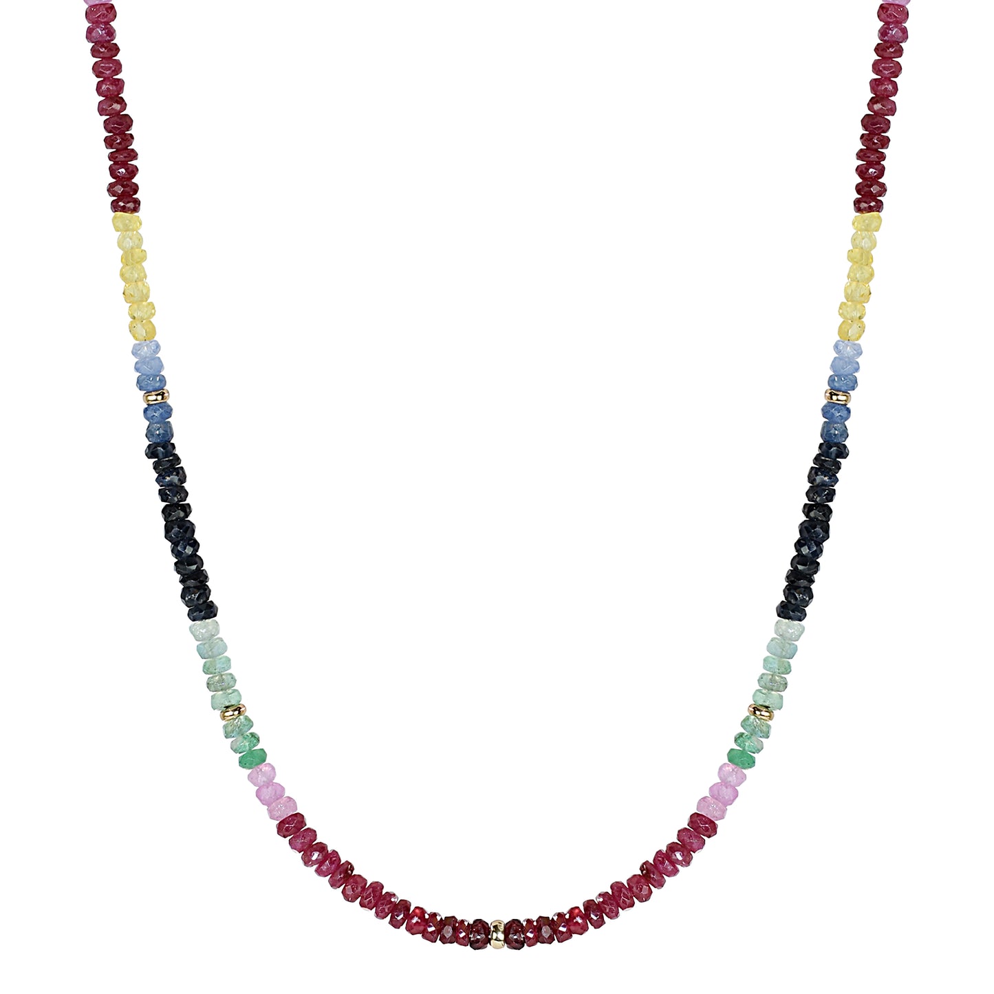 14k Shades of Gemstones and Gold Roundel Necklace