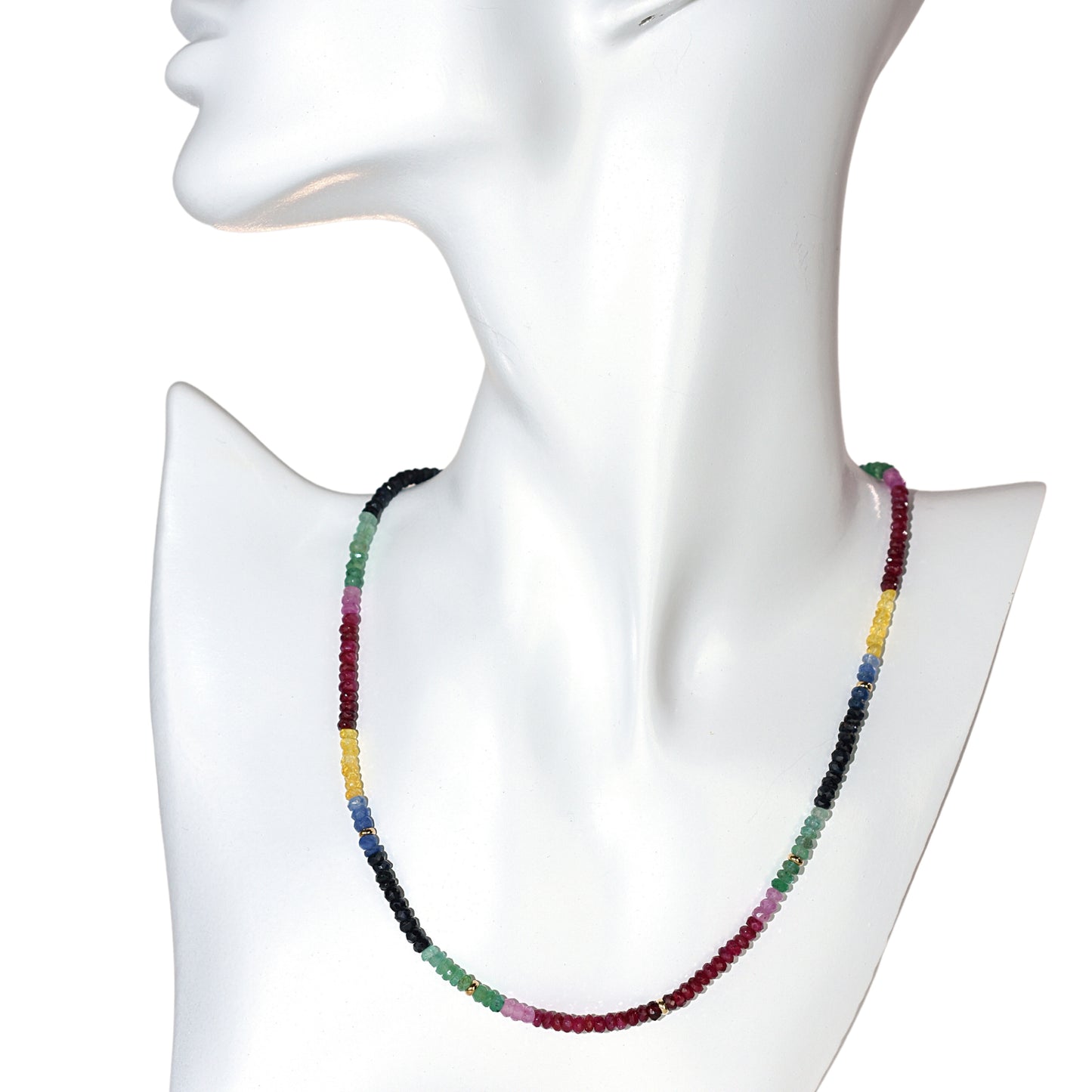 14k Shades of Gemstones and Gold Roundel Necklace