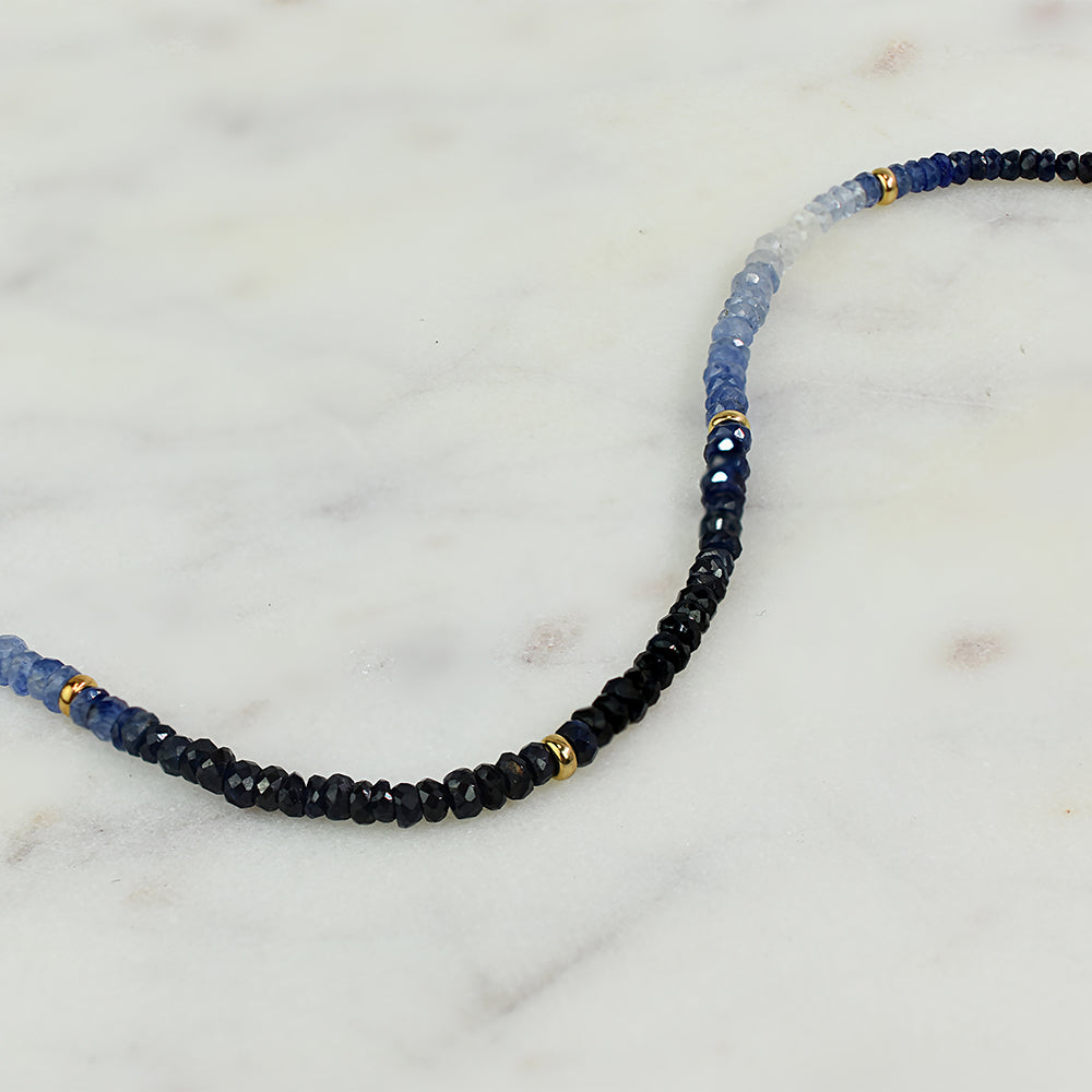 14k Shades of Gemstones and Gold Roundel Necklace