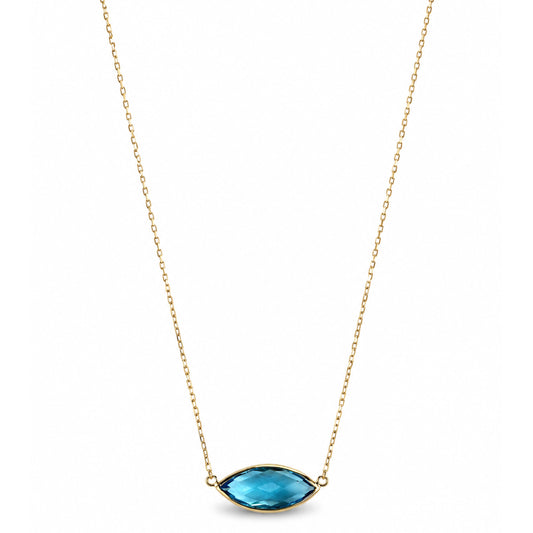 14k Swiss Blue Topaz Marquise Center Necklace