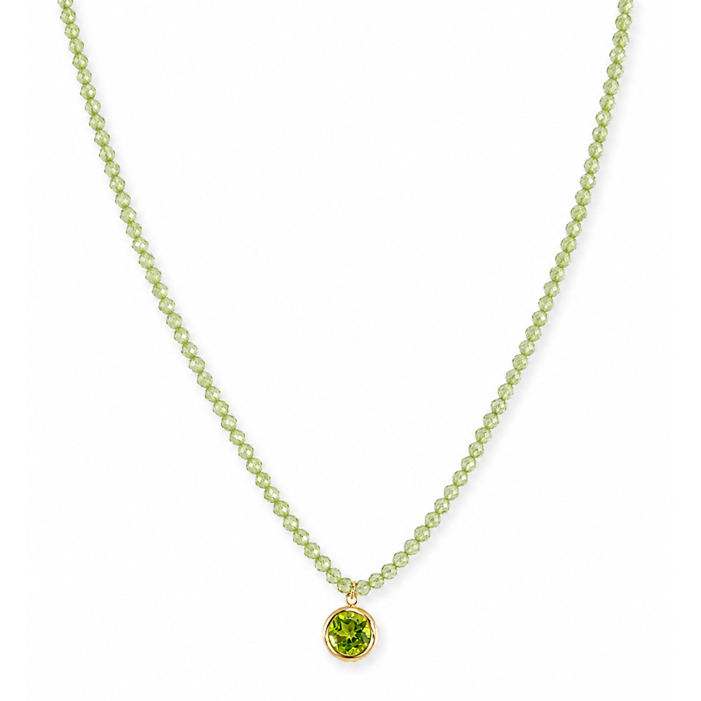 14k Gemstones Small Beads with Mix Pendant Necklace
