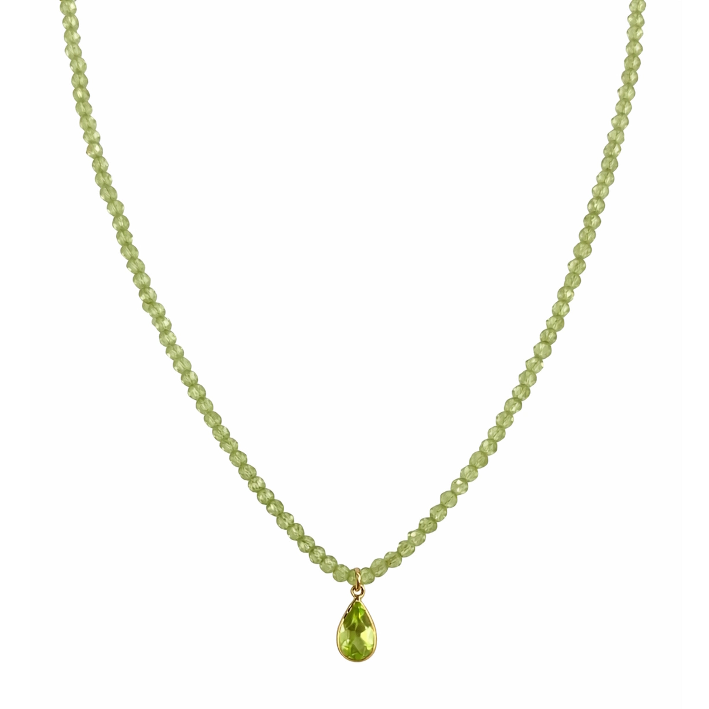 14k Gemstones Small Beads with Mix Pendant Necklace