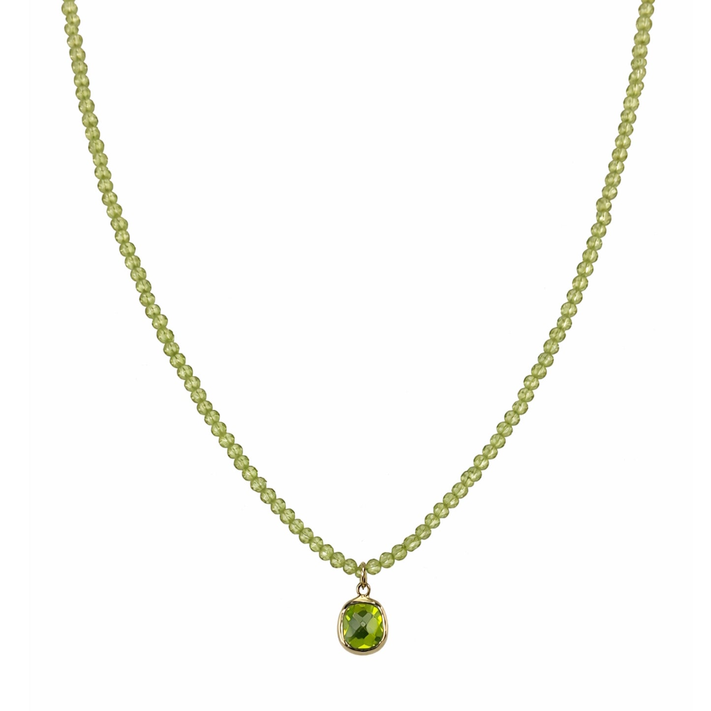 14k Gemstones Small Beads with Mix Pendant Necklace