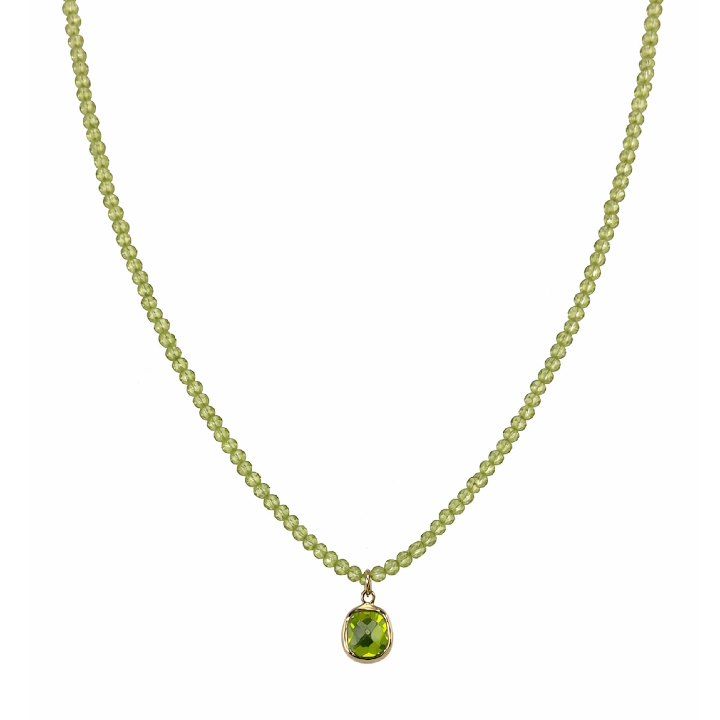 14k Gemstones Small Beads with Mix Pendant Necklace
