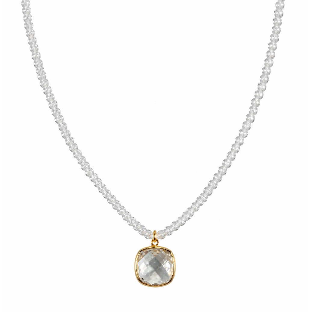 14k Gemstones Small Beads with Mix Pendant Necklace
