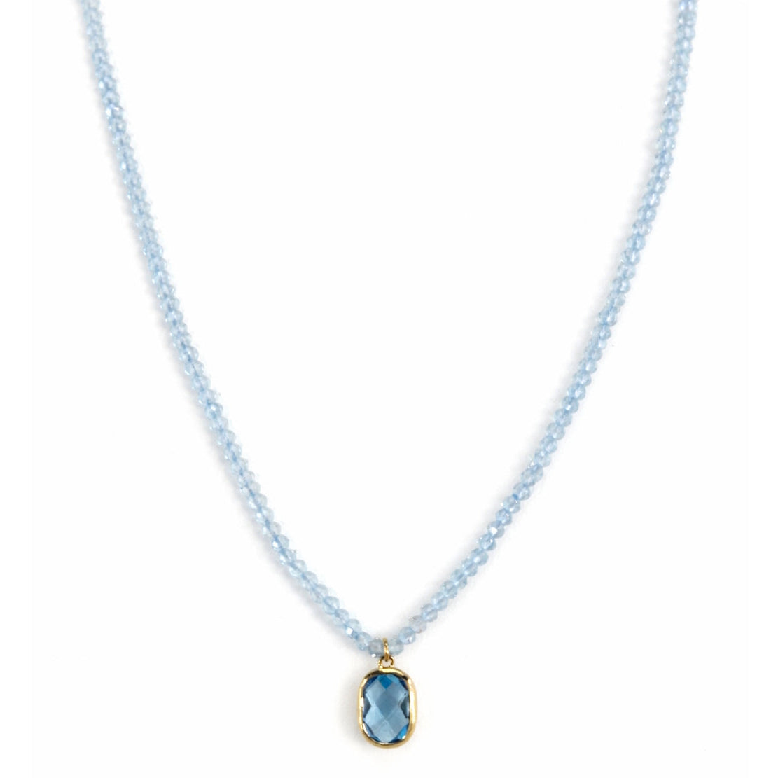 14k Gemstones Small Beads with Mix Pendant Necklace