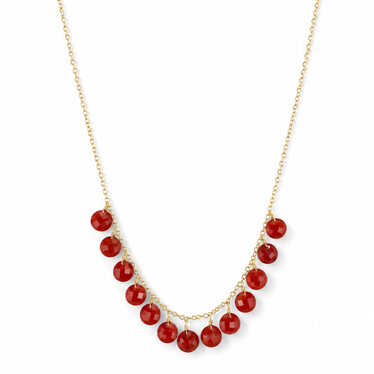 14k Carnelian Coin Drop Necklace
