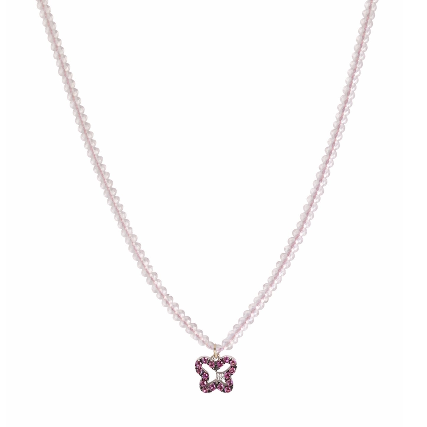 14k Gemstones Small Beads with Mix Pendant Necklace