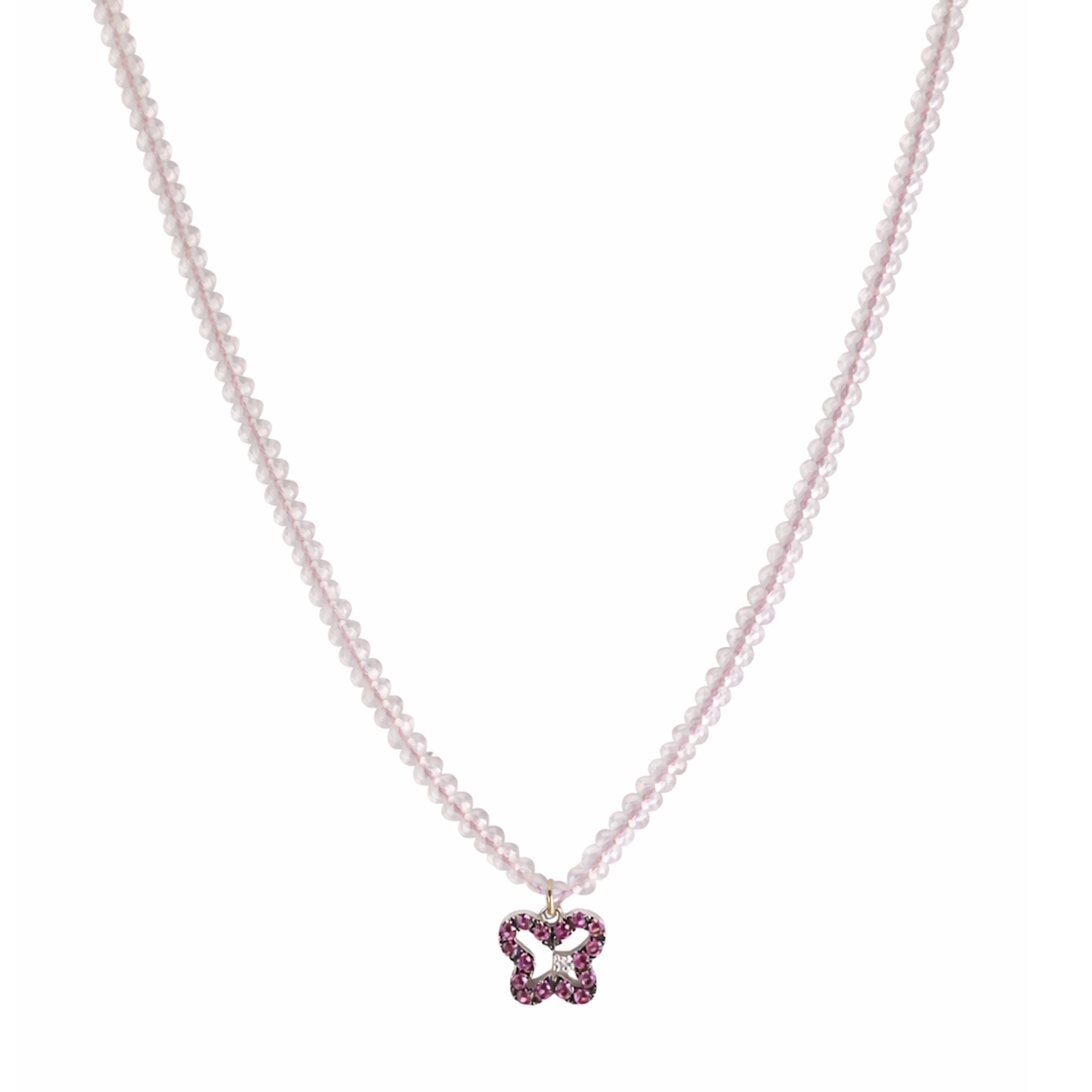14k Gemstones Small Beads with Mix Pendant Necklace