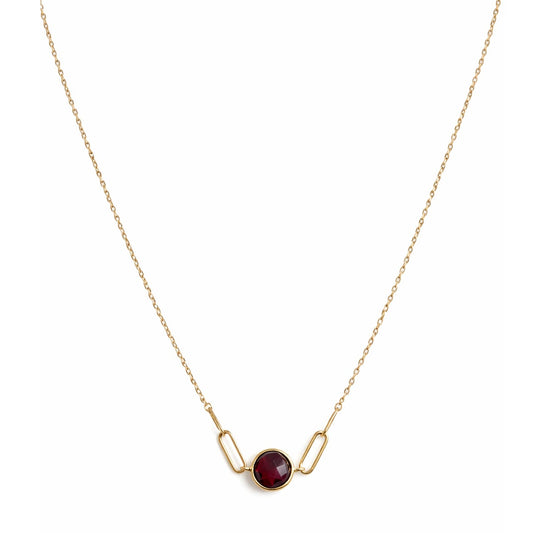 14k Garnet Paperclip Center Necklace