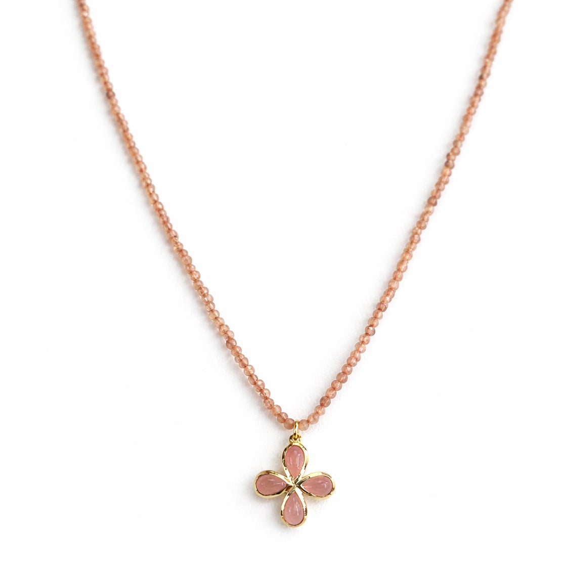 14k Gemstones Small Beads with Mix Pendant Necklace