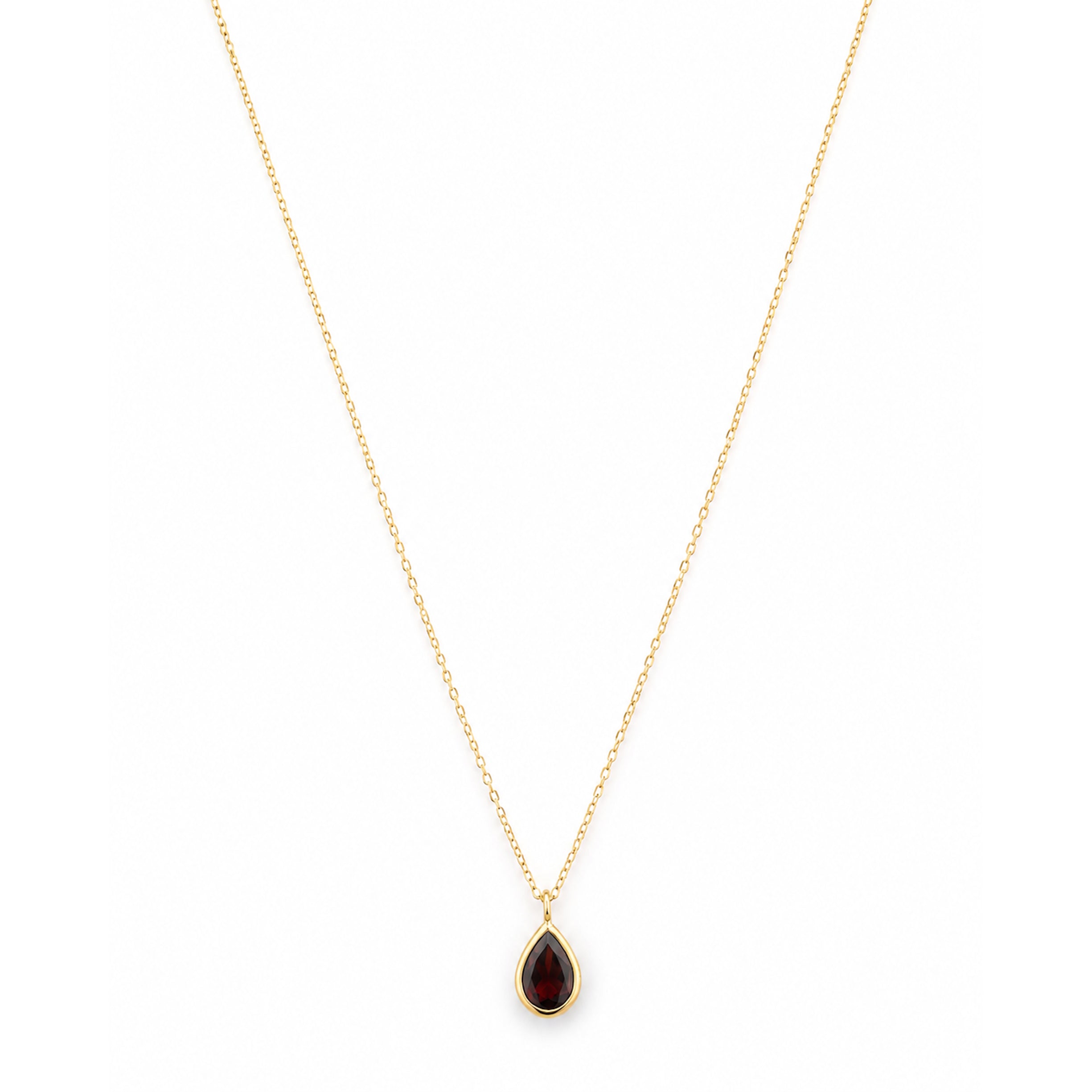 14k Garnet Pear Shape Pendant Necklace