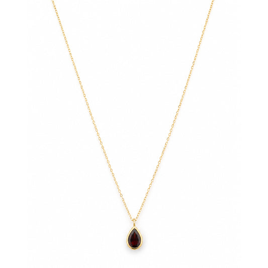 14k Garnet Pear Shape Pendant Necklace