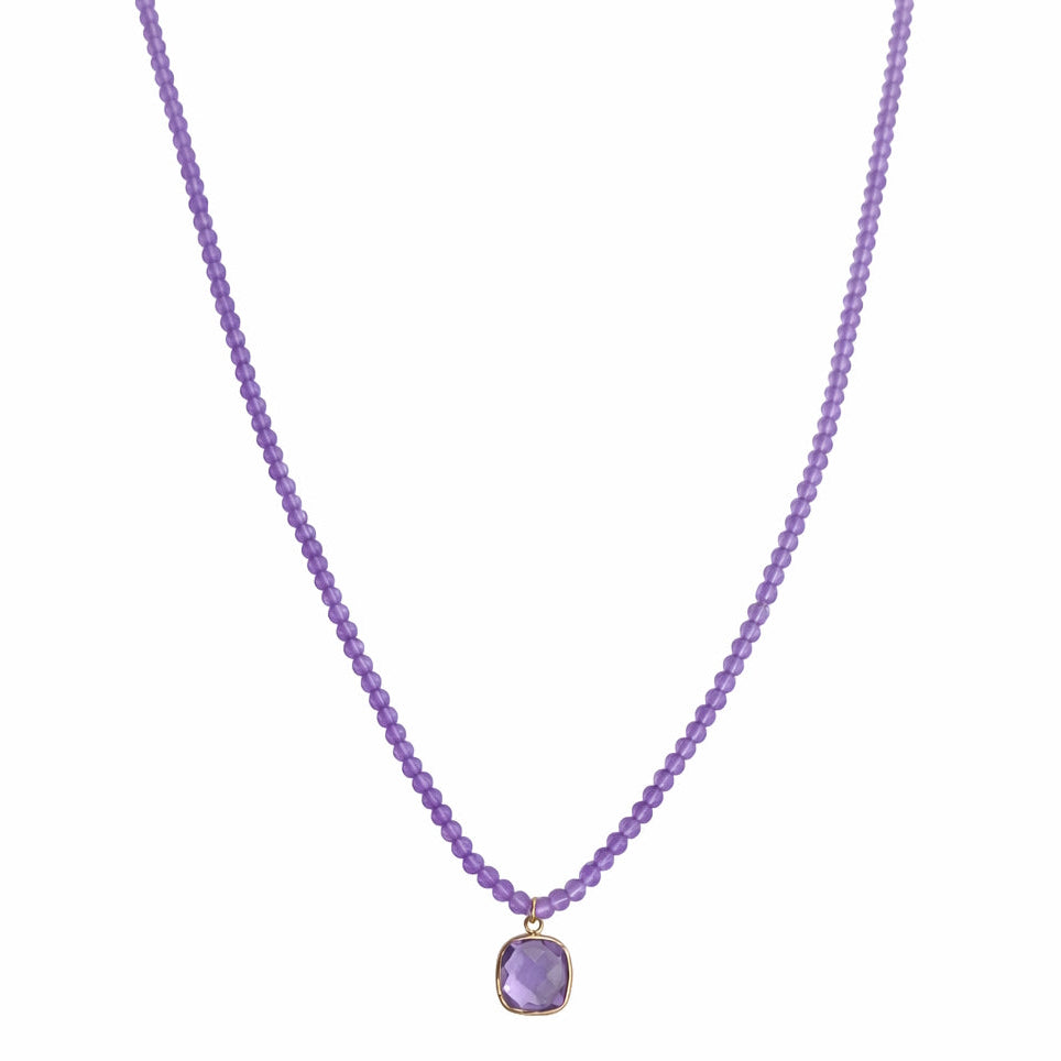 14k Gemstones Small Beads with Mix Pendant Necklace
