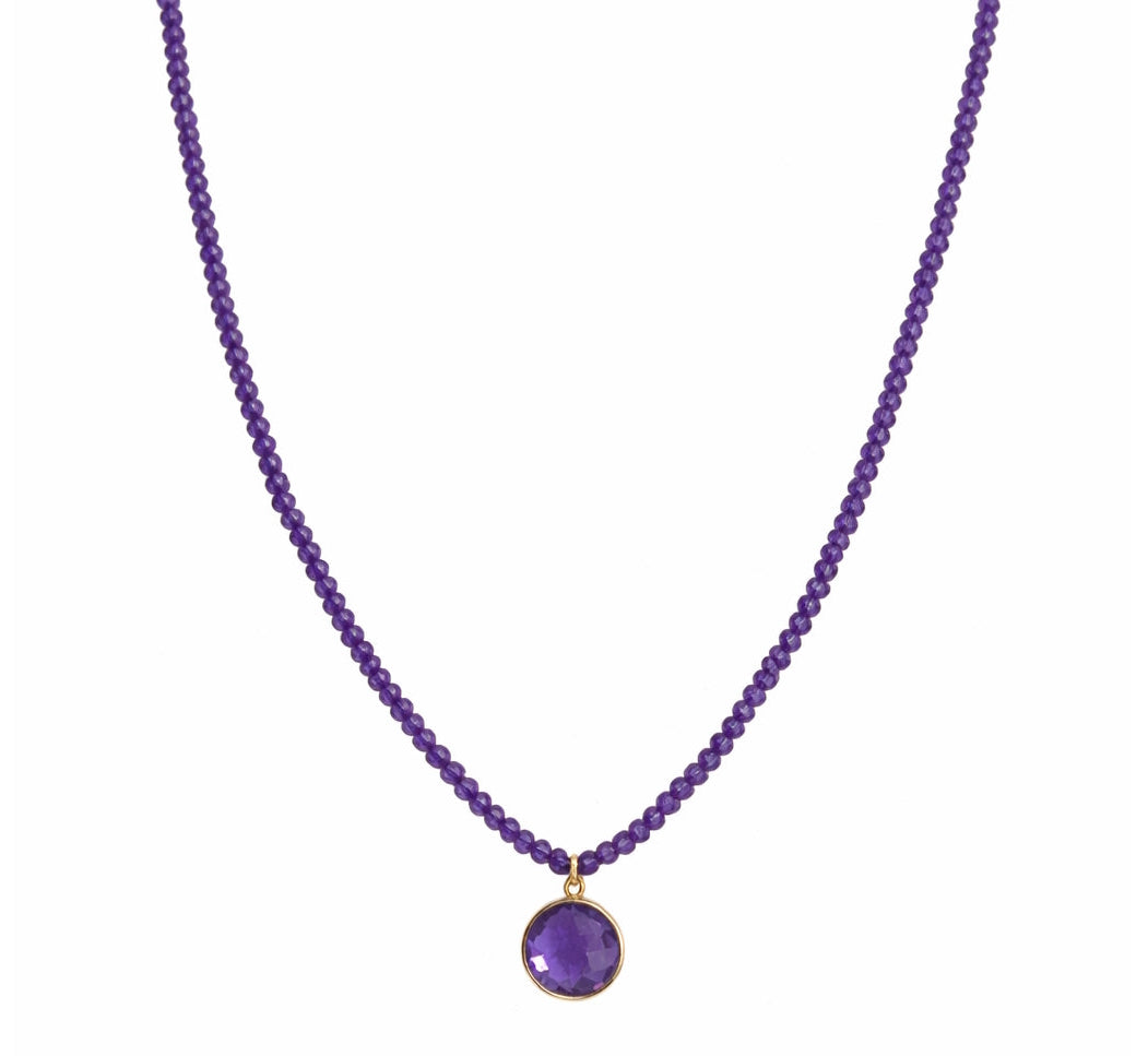 14k Gemstones Small Beads with Mix Pendant Necklace