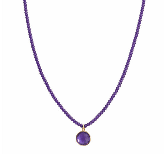 14k Gemstones Small Beads with Mix Pendant Necklace
