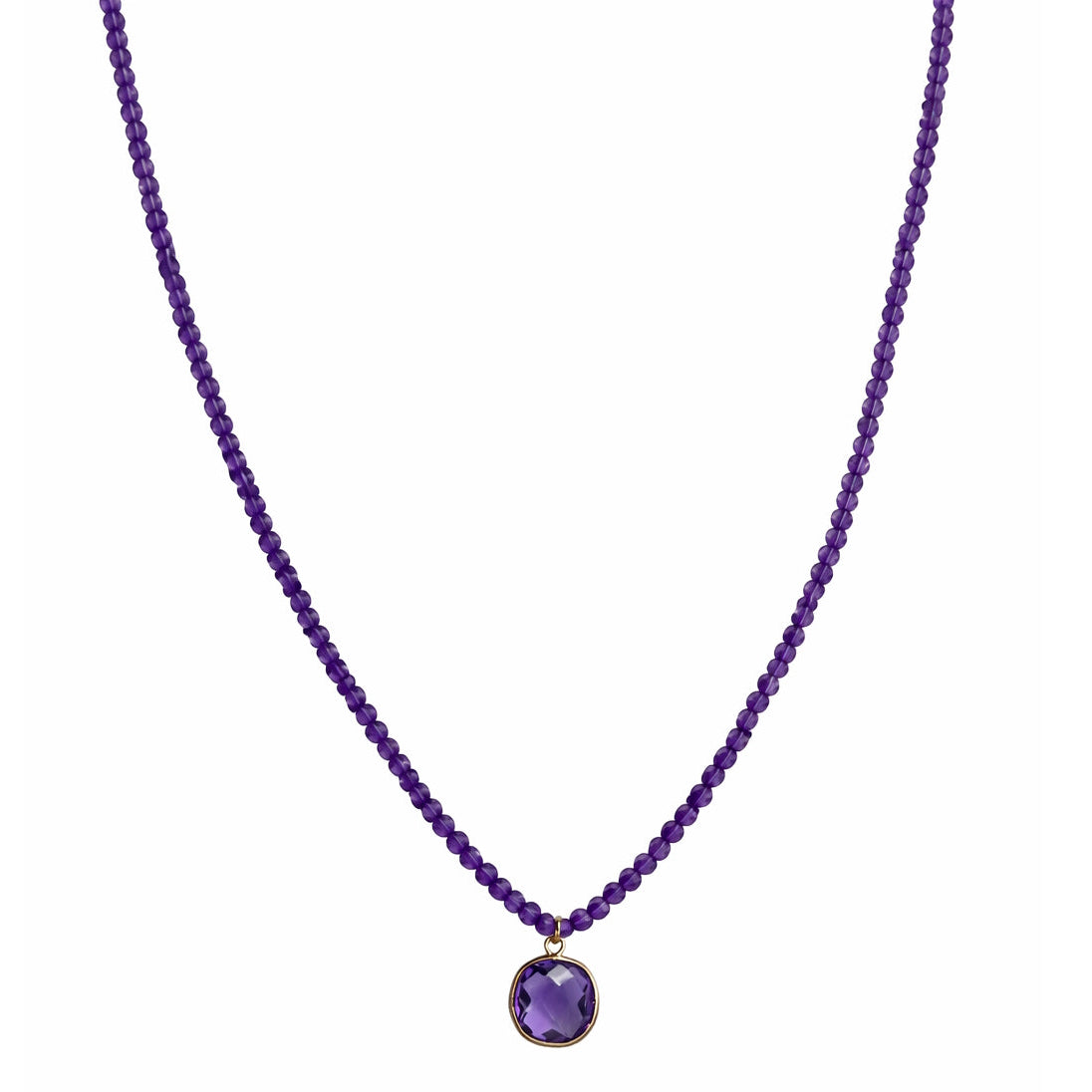 14k Gemstones Small Beads with Mix Pendant Necklace