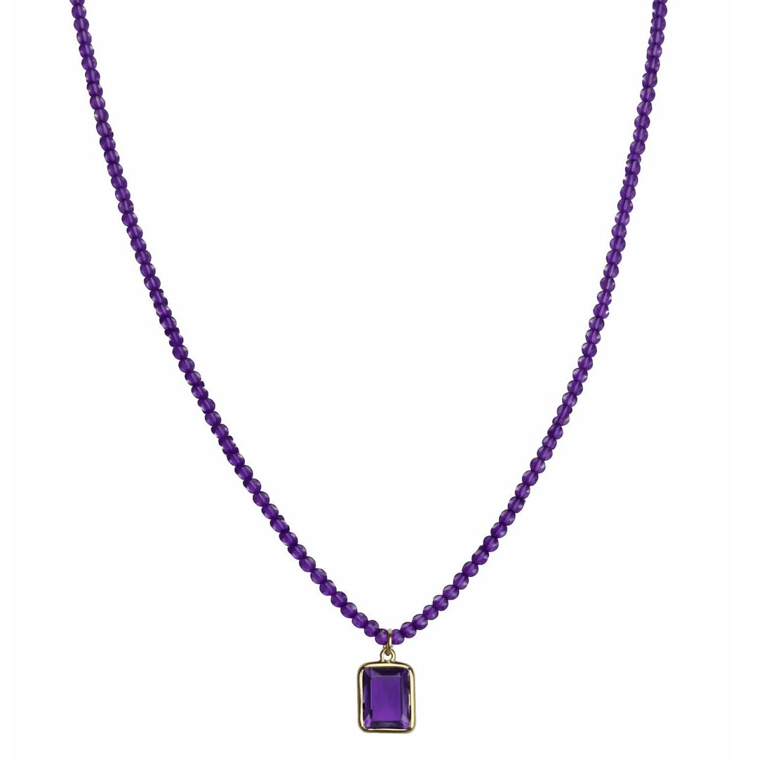 14k Gemstones Small Beads with Mix Pendant Necklace