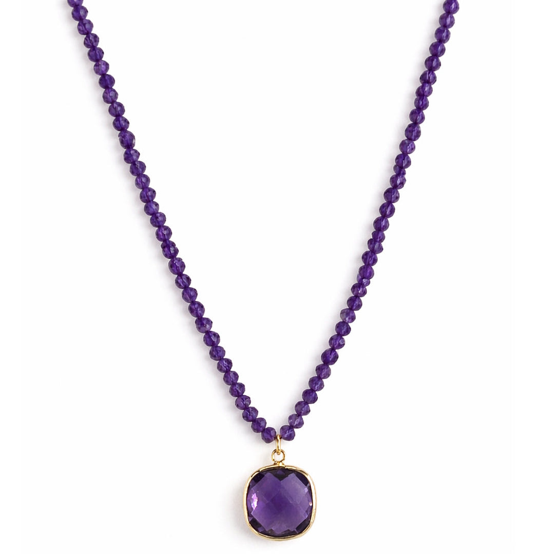 14k Gemstones Small Beads with Mix Pendant Necklace