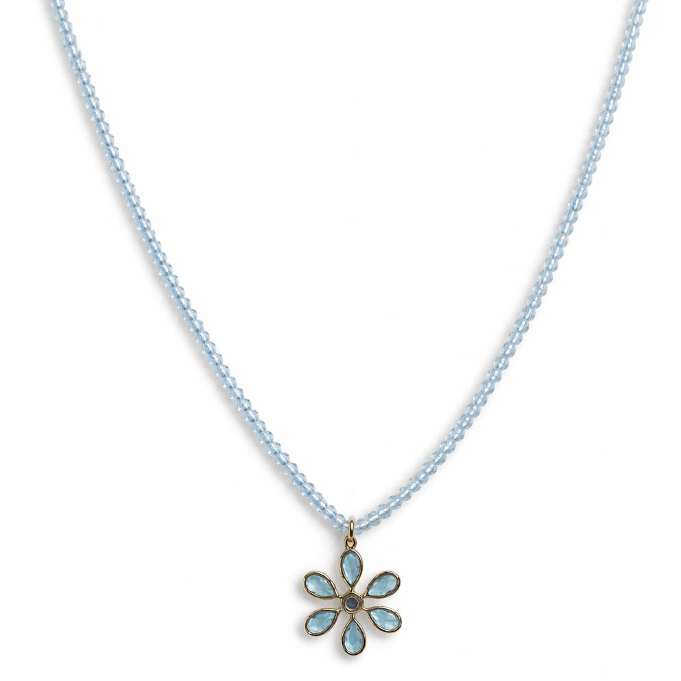 14k Gemstones Small Beads with Mix Pendant Necklace
