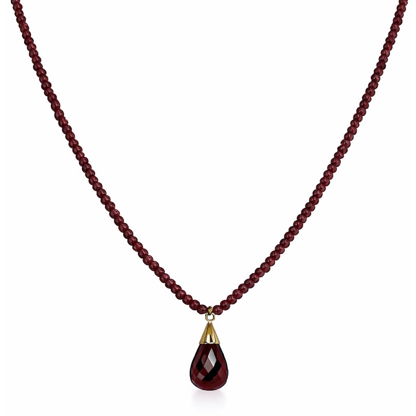 14k Gemstones Small Beads with Mix Pendant Necklace