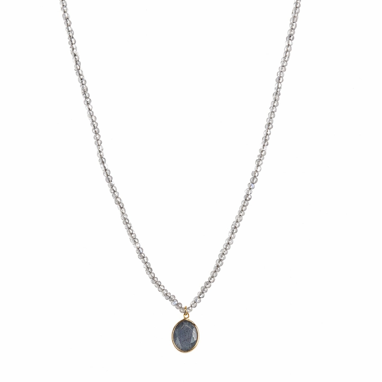 14k Gemstones Small Beads with Mix Pendant Necklace
