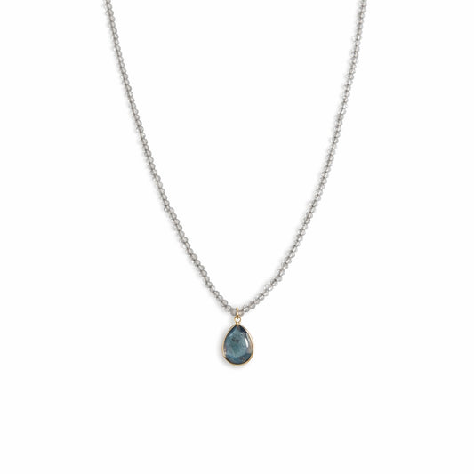 14k Labradorite Small Beads Pear Pendant Necklace
