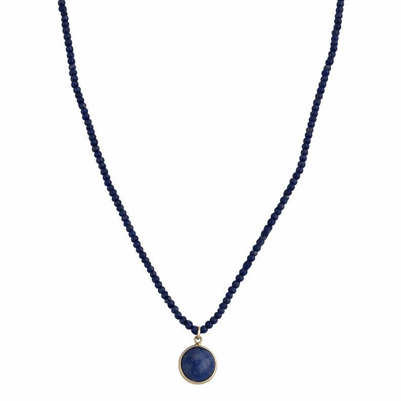 14k Gemstones Small Beads with Mix Pendant Necklace