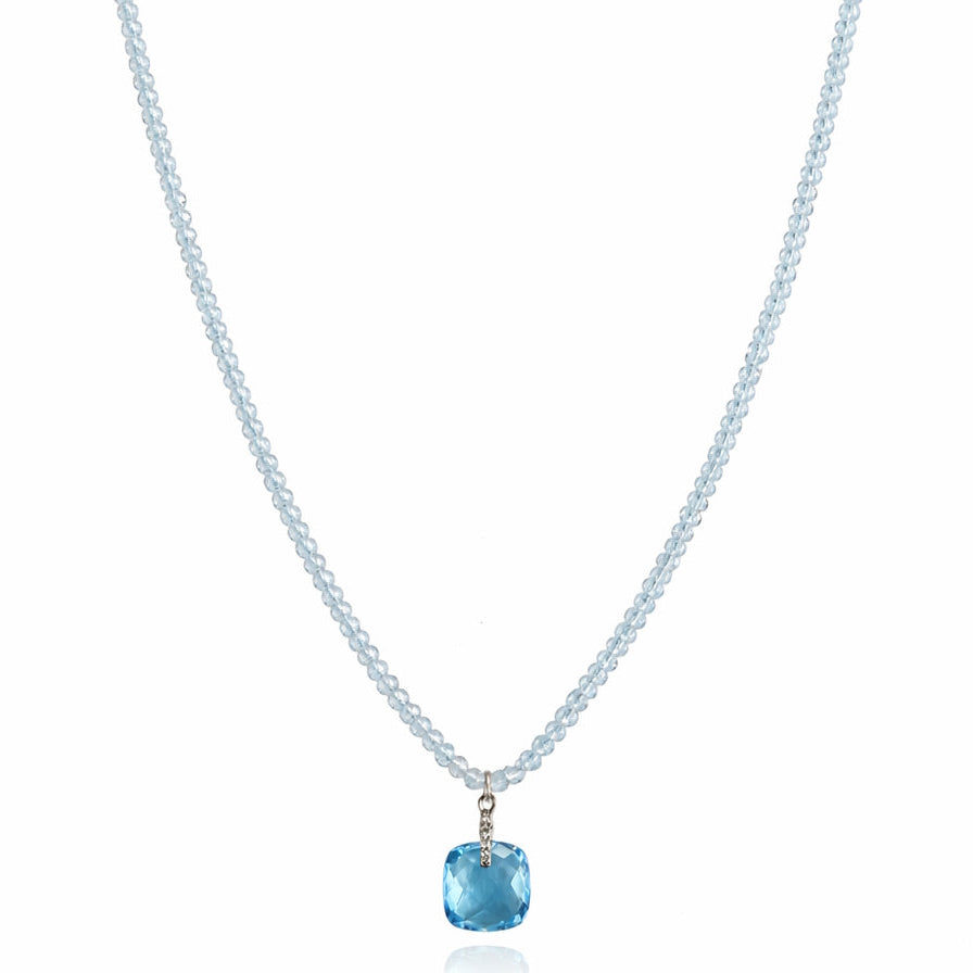 14k Gemstones Small Beads with Mix Pendant Necklace