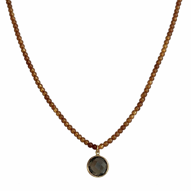 14k Gemstones Small Beads with Mix Pendant Necklace