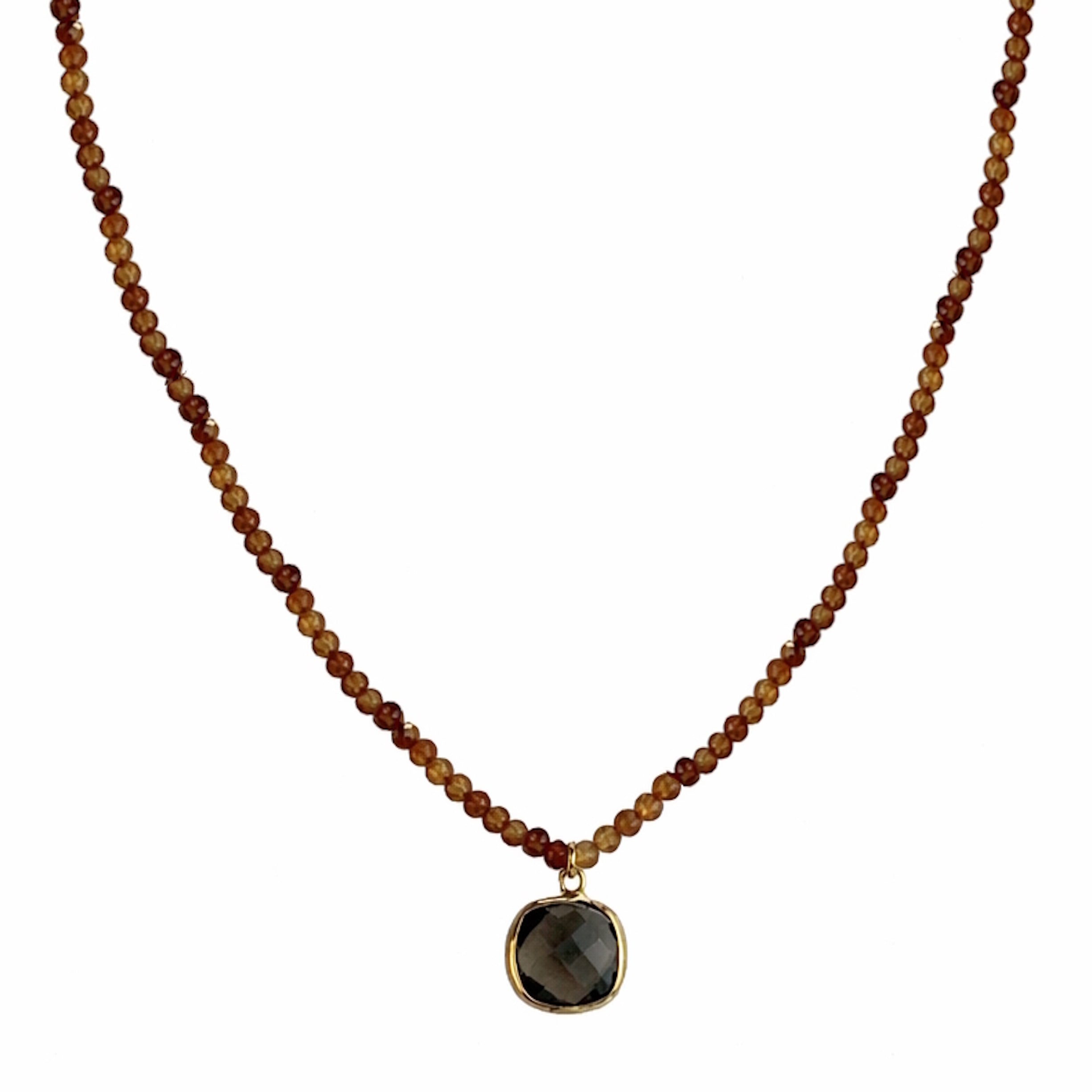 14k Gemstones Small Beads with Mix Pendant Necklace