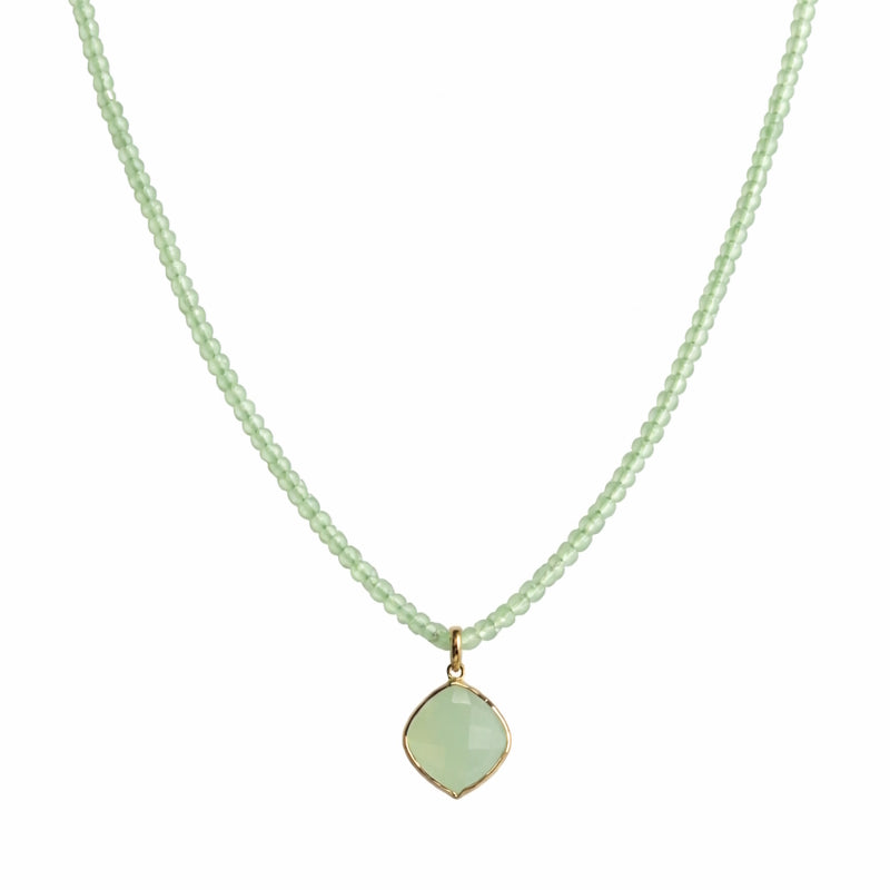14k Gemstones Small Beads with Mix Pendant Necklace